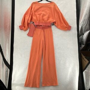 NWT JH Julie Harrah 100% Cotton Ryan Top, Pant, Sash Set Melon Small